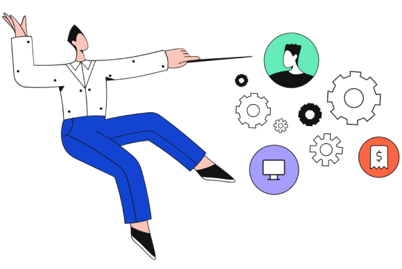 illustration of a man managing operational services