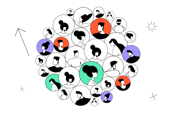 a group of people in circles symbolizing teamwork