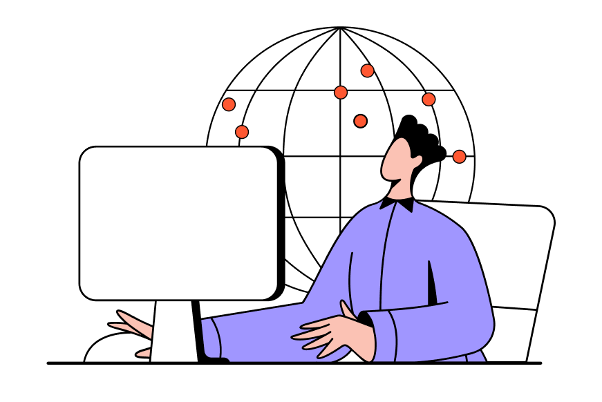 a person sitting in front of a computer screen.